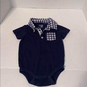 Baby gap onesie navy blue gingham checked collar